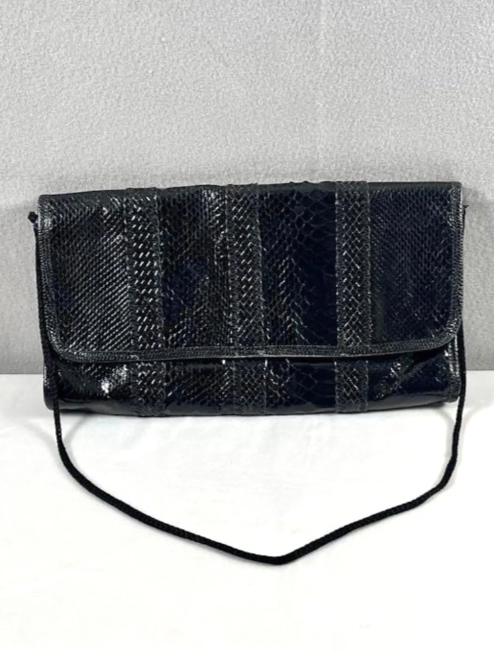 VTG Vasilis for Trotting Genuine Black Snakeskin Exotic Python Clutch Italian
